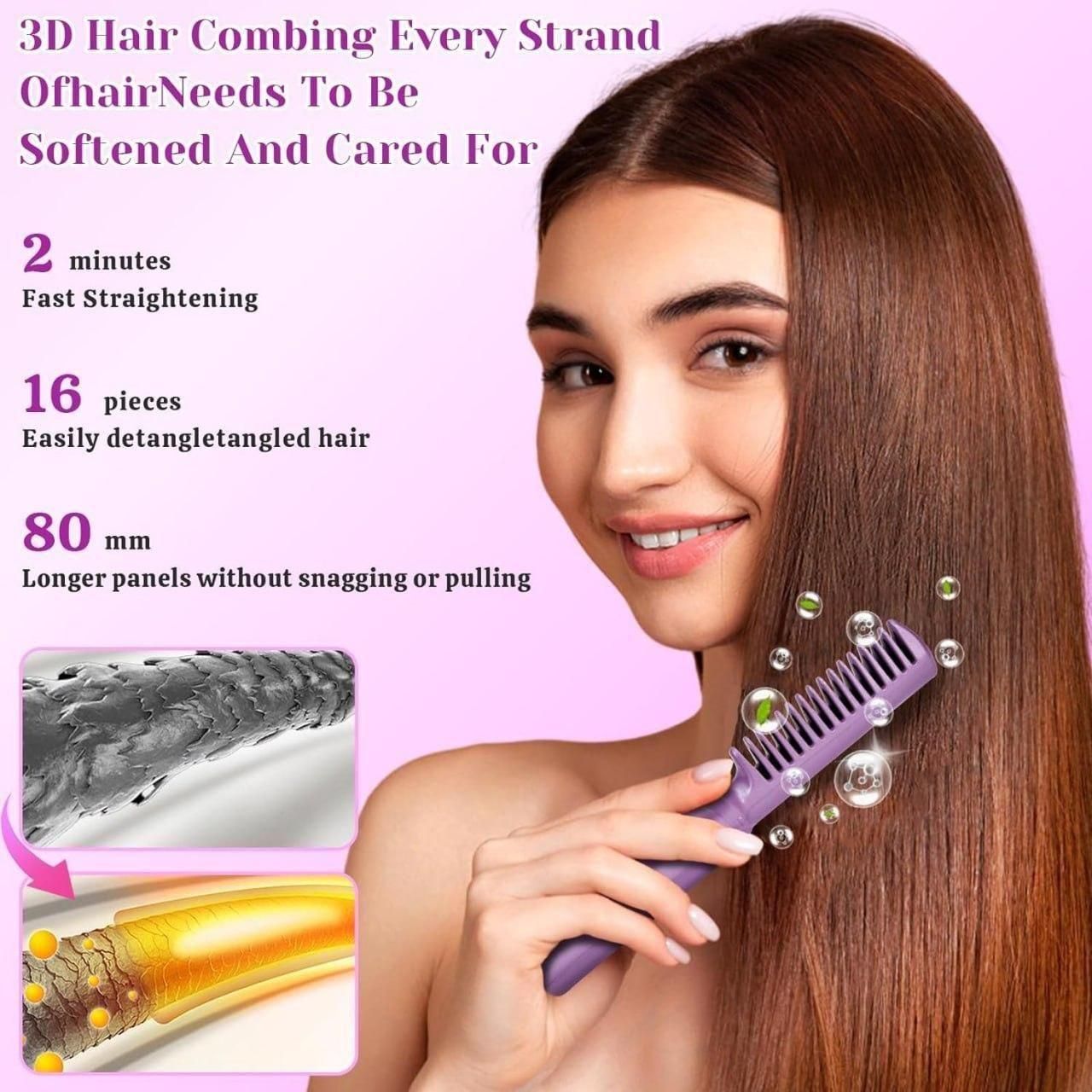 Meneflix Cordless Mini Hair Straightener - Portable Rechargeable Hot Comb for Travel & Office
