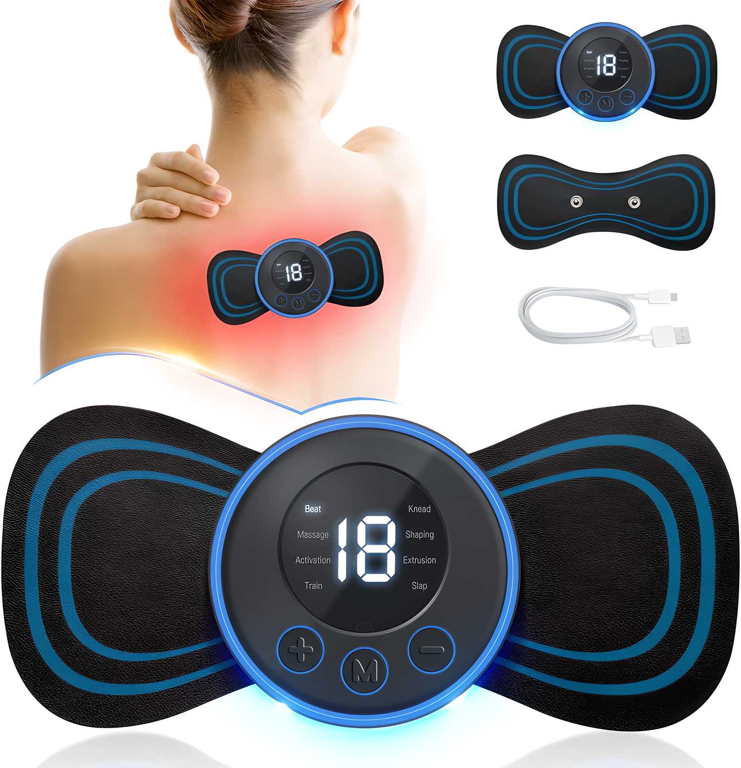 Wireless Portable Body Massager - Rechargeable Electric Handheld Massager for Pain Relief
